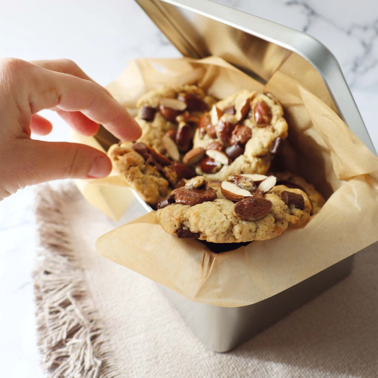 Backmischung Cookies dunkle Schokolade Mandel Praline Paste