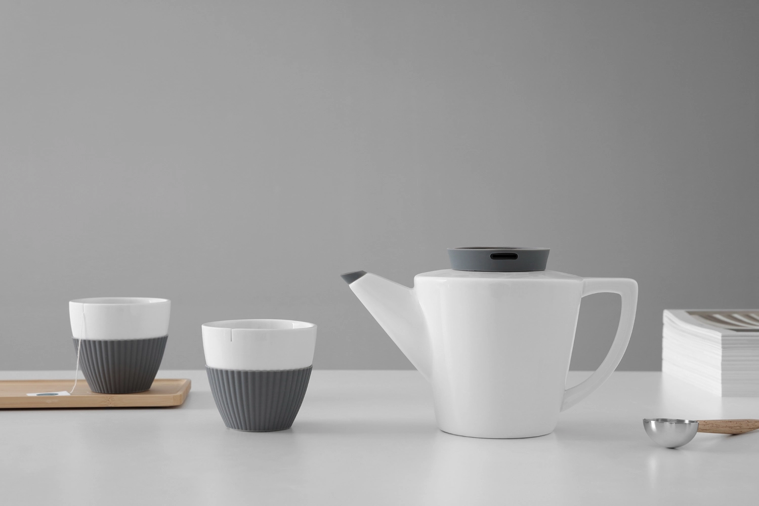 3er Set Infusion Tee Porzellan grau