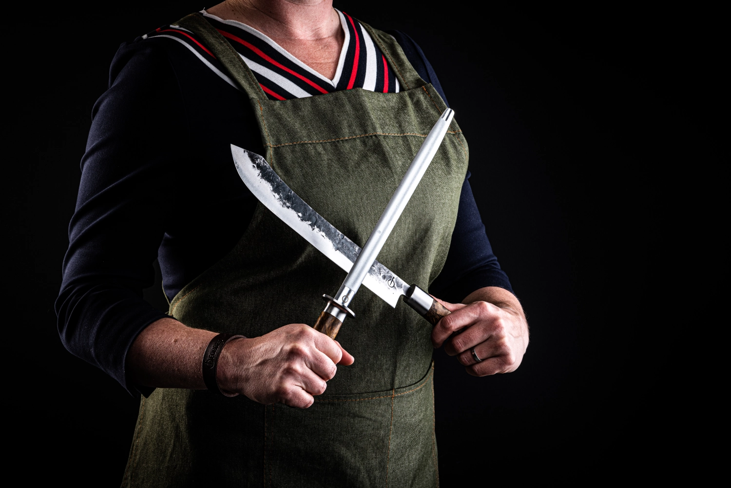 Forged VG10 pierre à aiguiser fusil à aiguiser