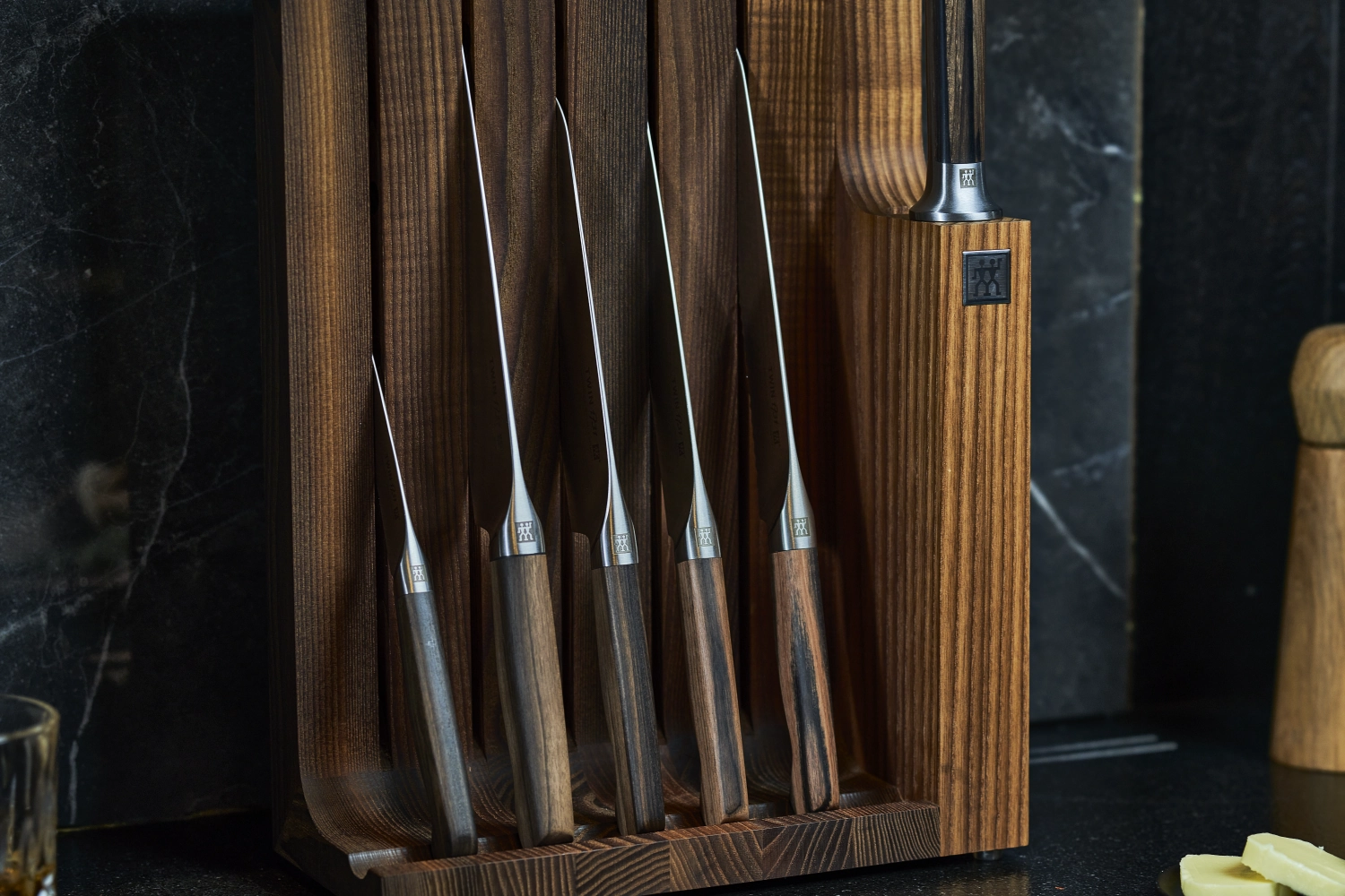 7tlg. 1731 Messerblockset Esche