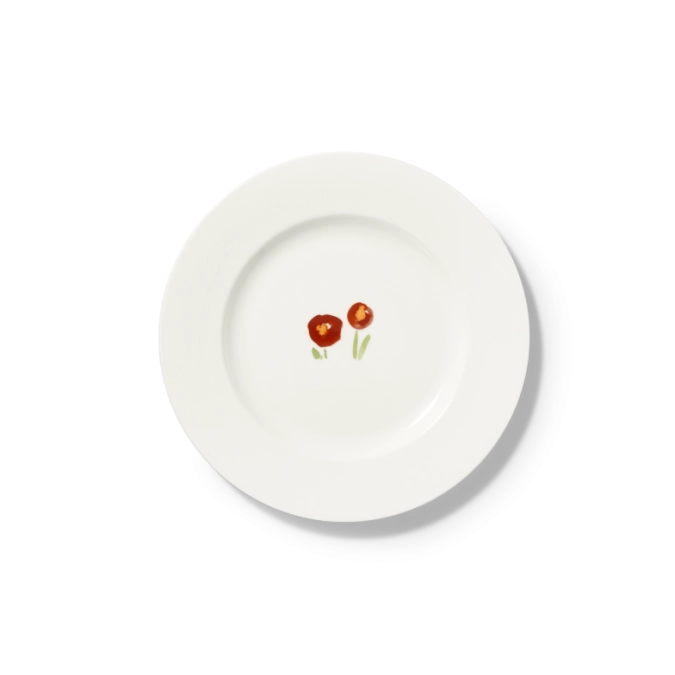 Impression assiette à dessert Coquelicot rouge