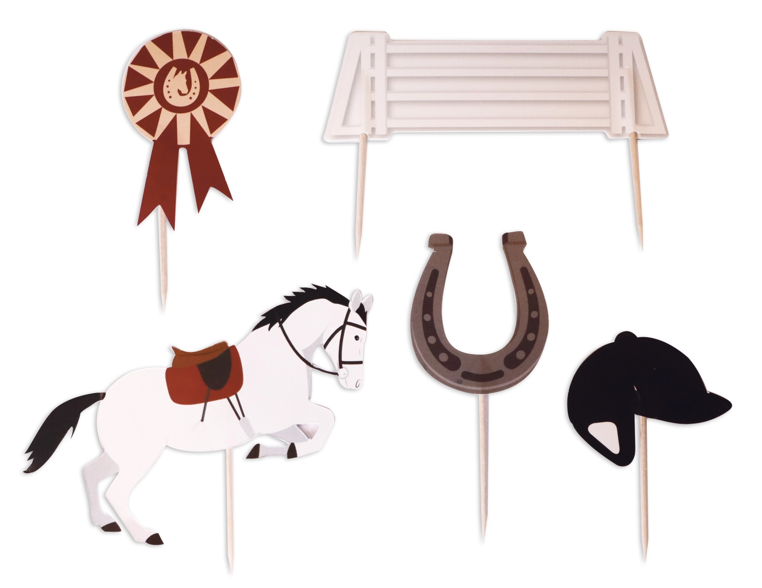 Set de 5 décorations de gâteaux motifs équitation