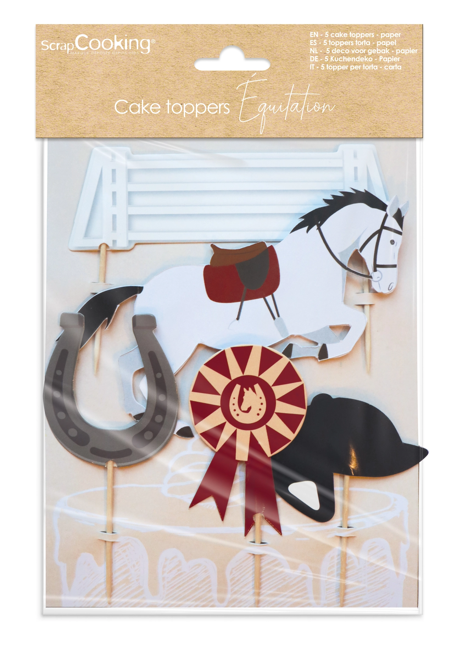 Set de 5 décorations de gâteaux motifs équitation