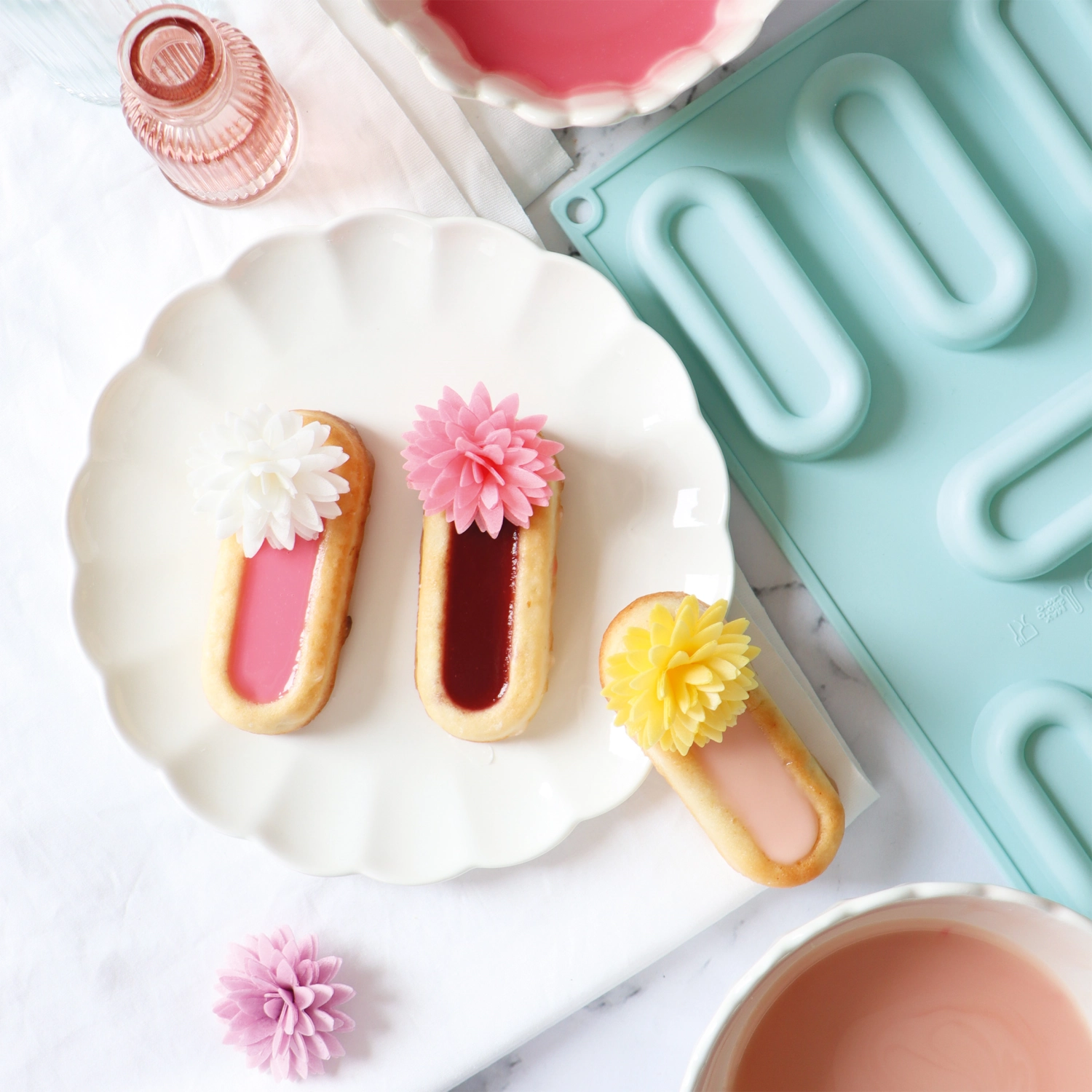 Set de 5 dahlias en papier comestible