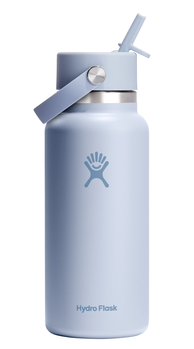 Trinkflasche Wide Flex Deckel mit Strohhalm