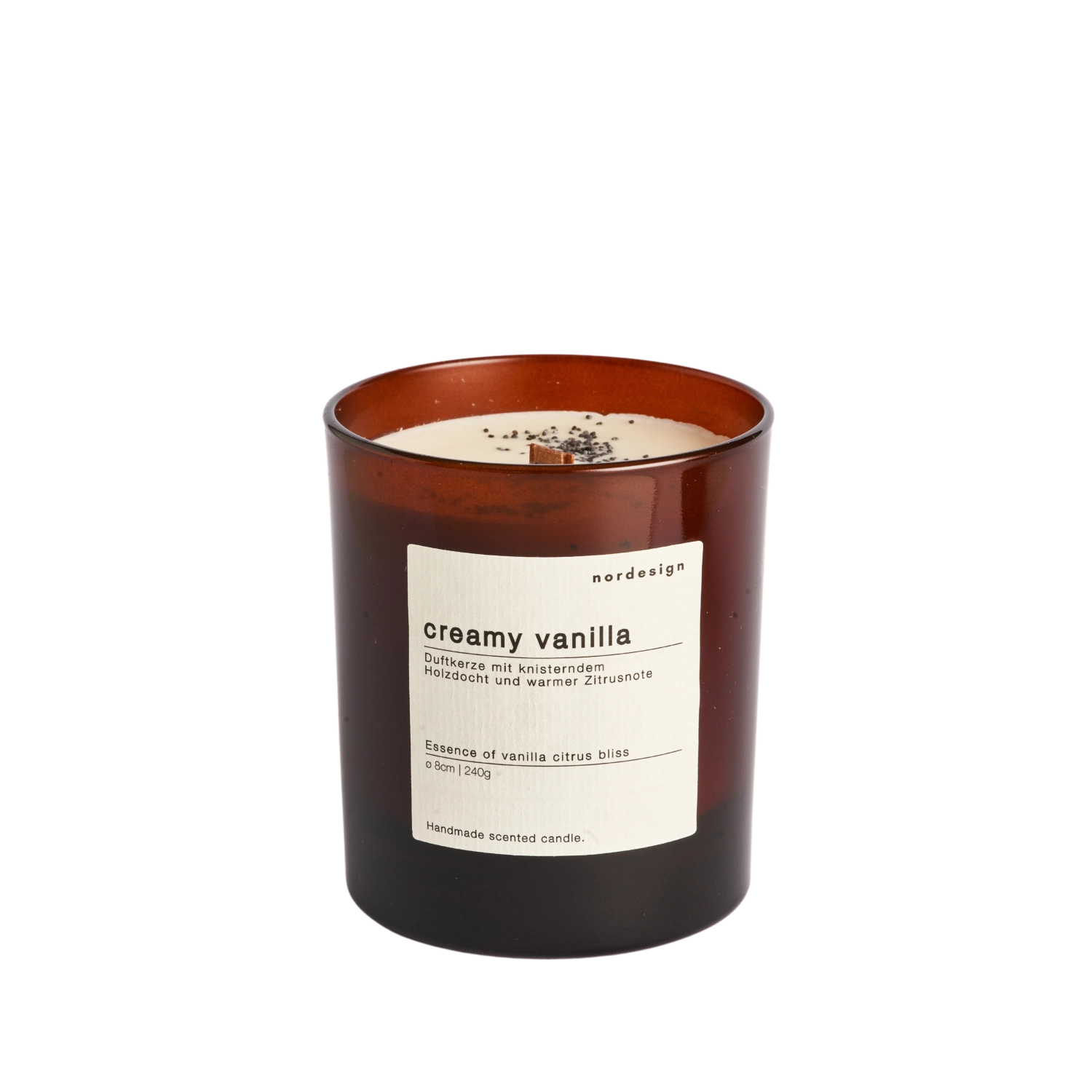 Duftkerze Glas Holzdocht Creamy Vanilla