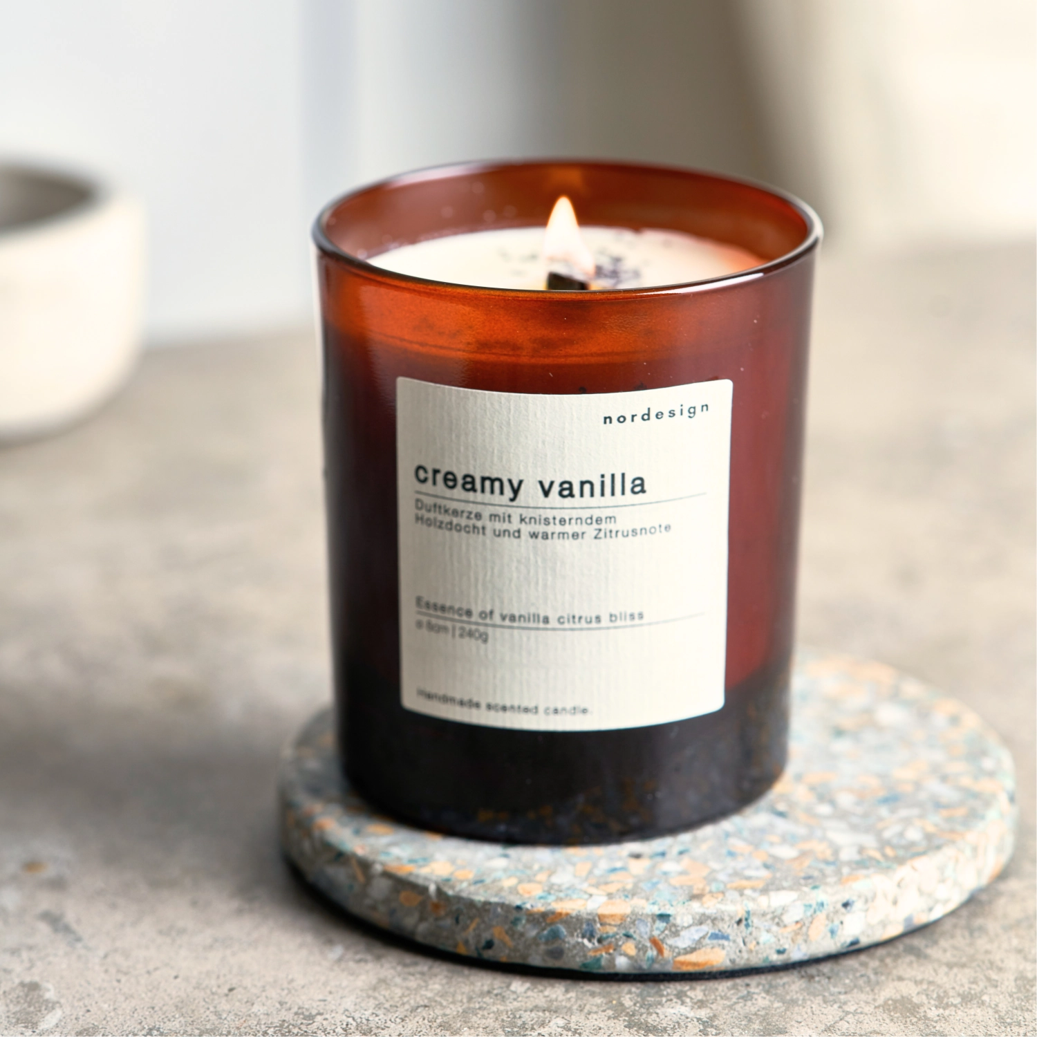 Duftkerze Glas Holzdocht Creamy Vanilla