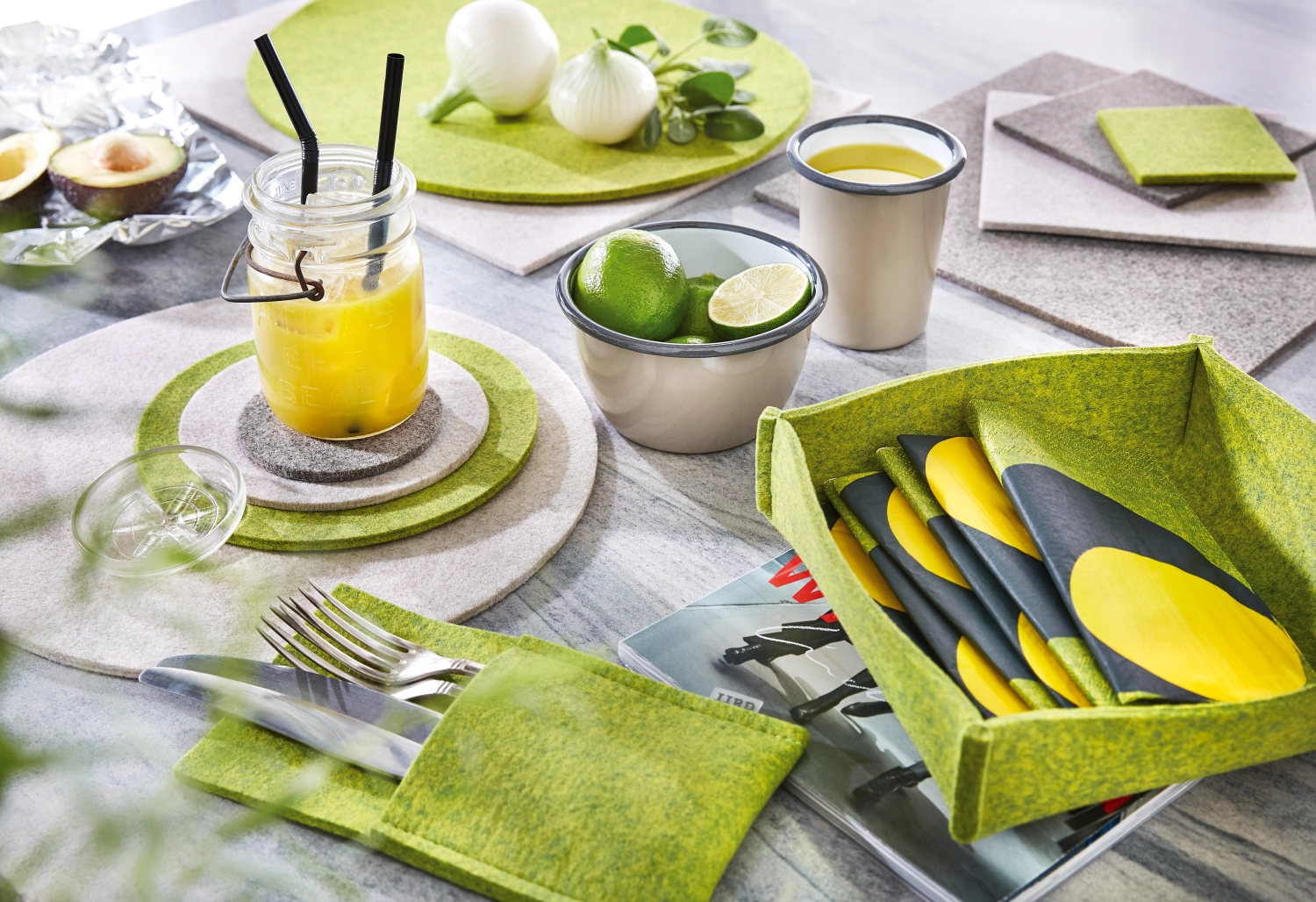 Feutre de laine set de table