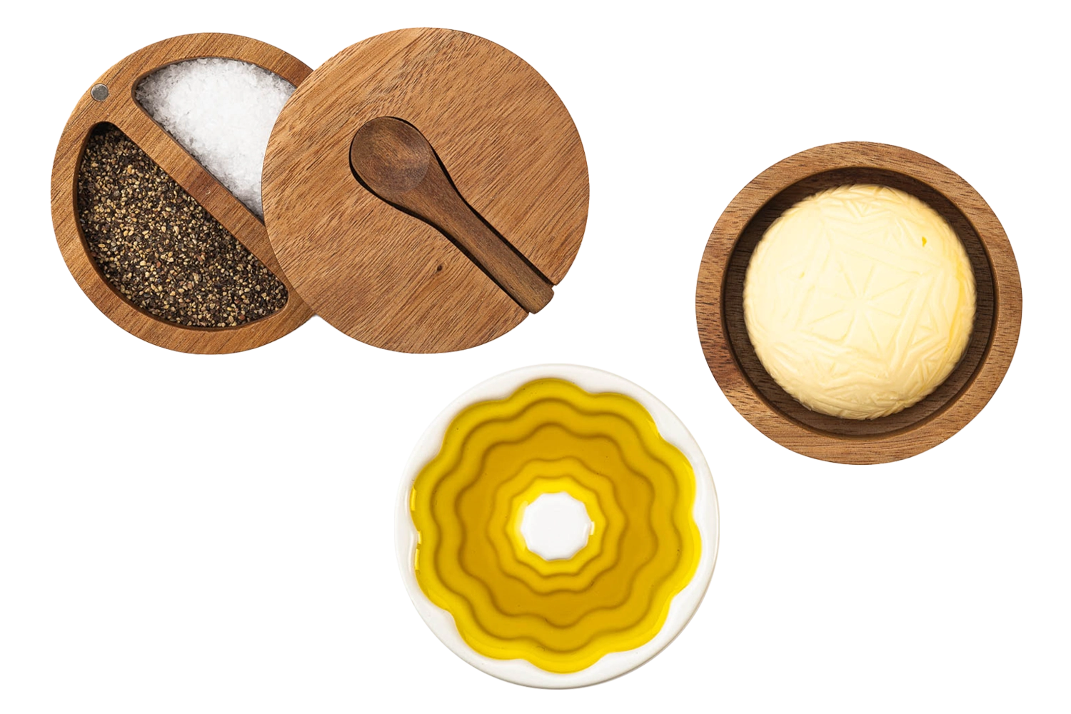 Huilier et beurrier,salière et poivrière Céramique