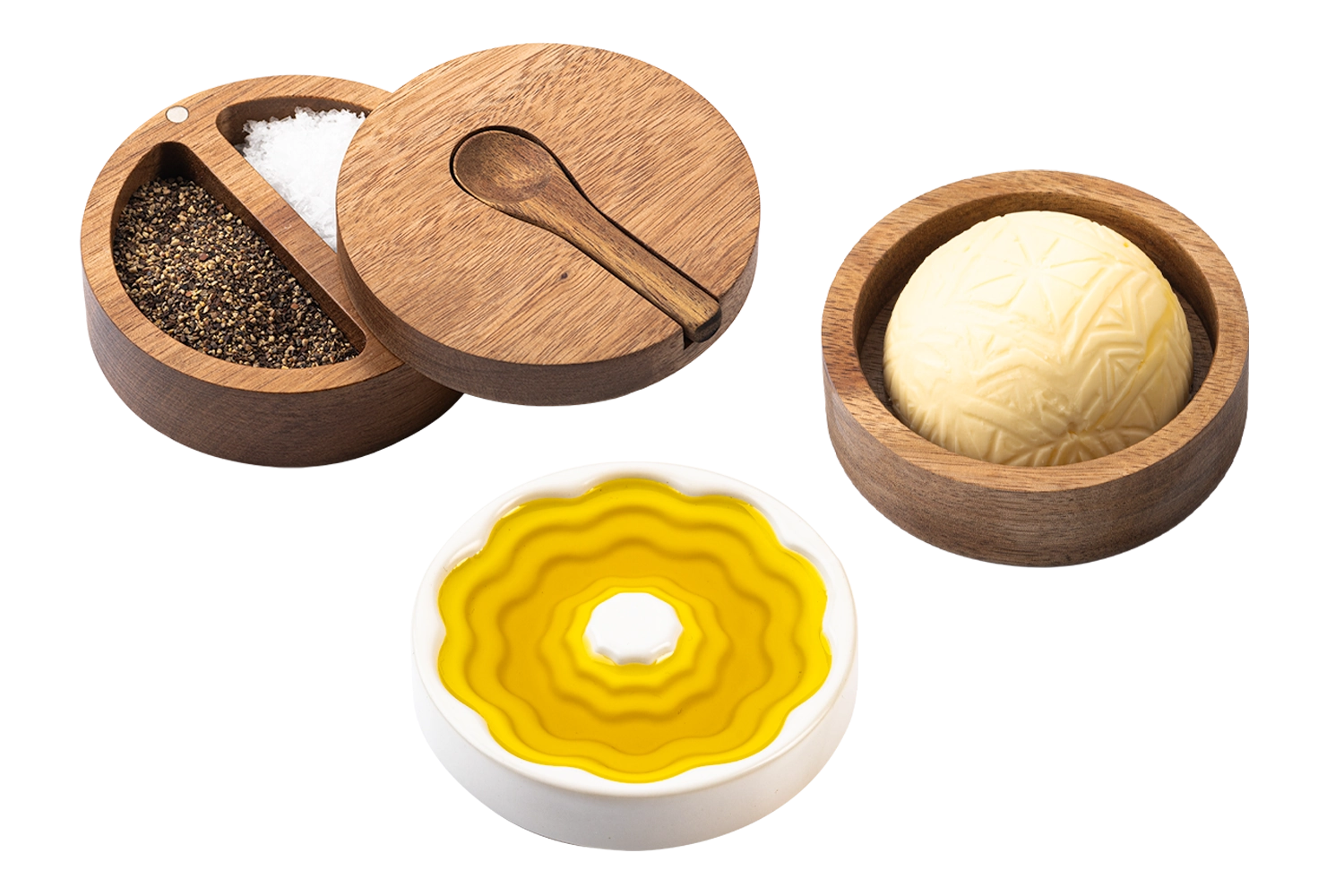 Huilier et beurrier,salière et poivrière Céramique