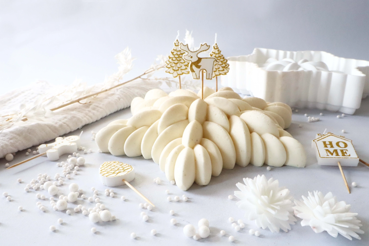 Set de 8 bougies de Noël or/blanc