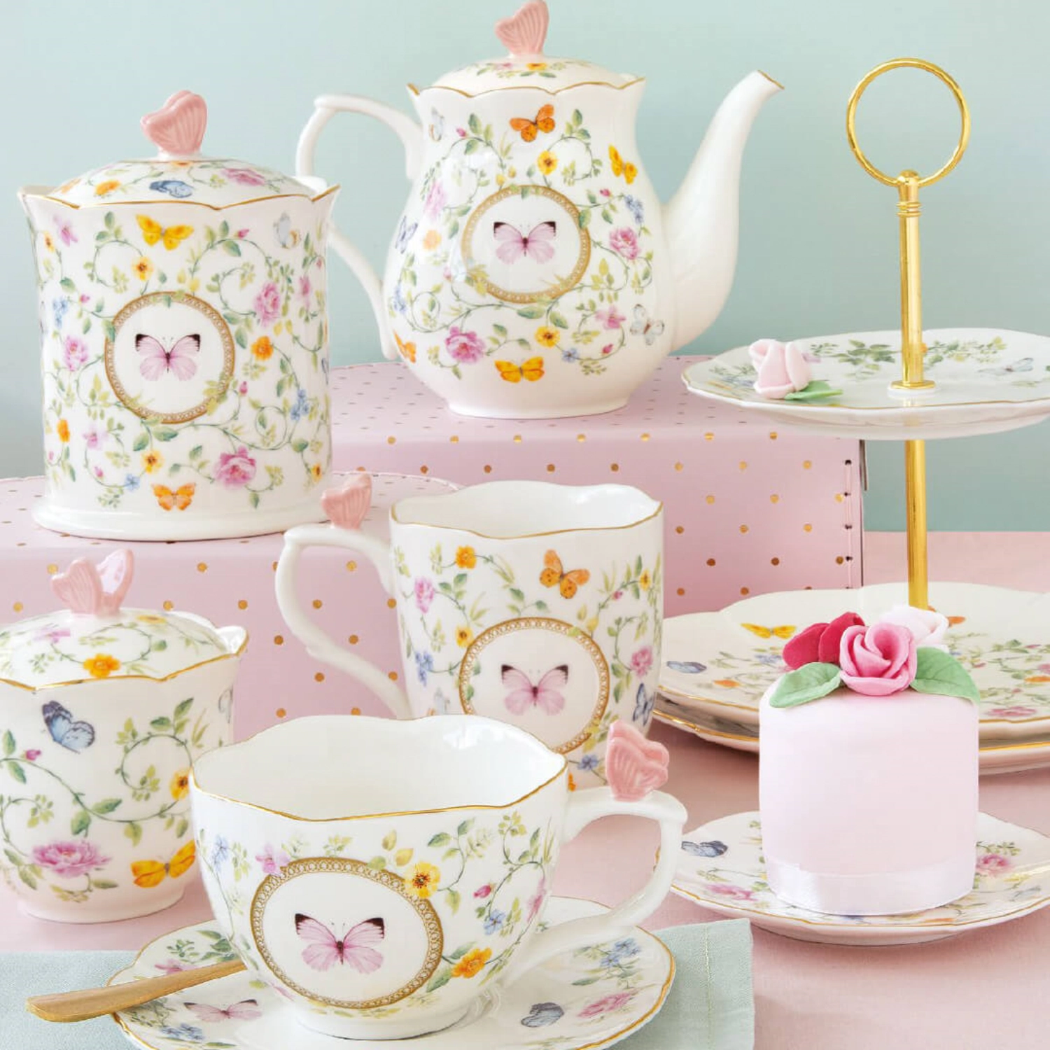 Dancing Butterflies Dose Porzellan