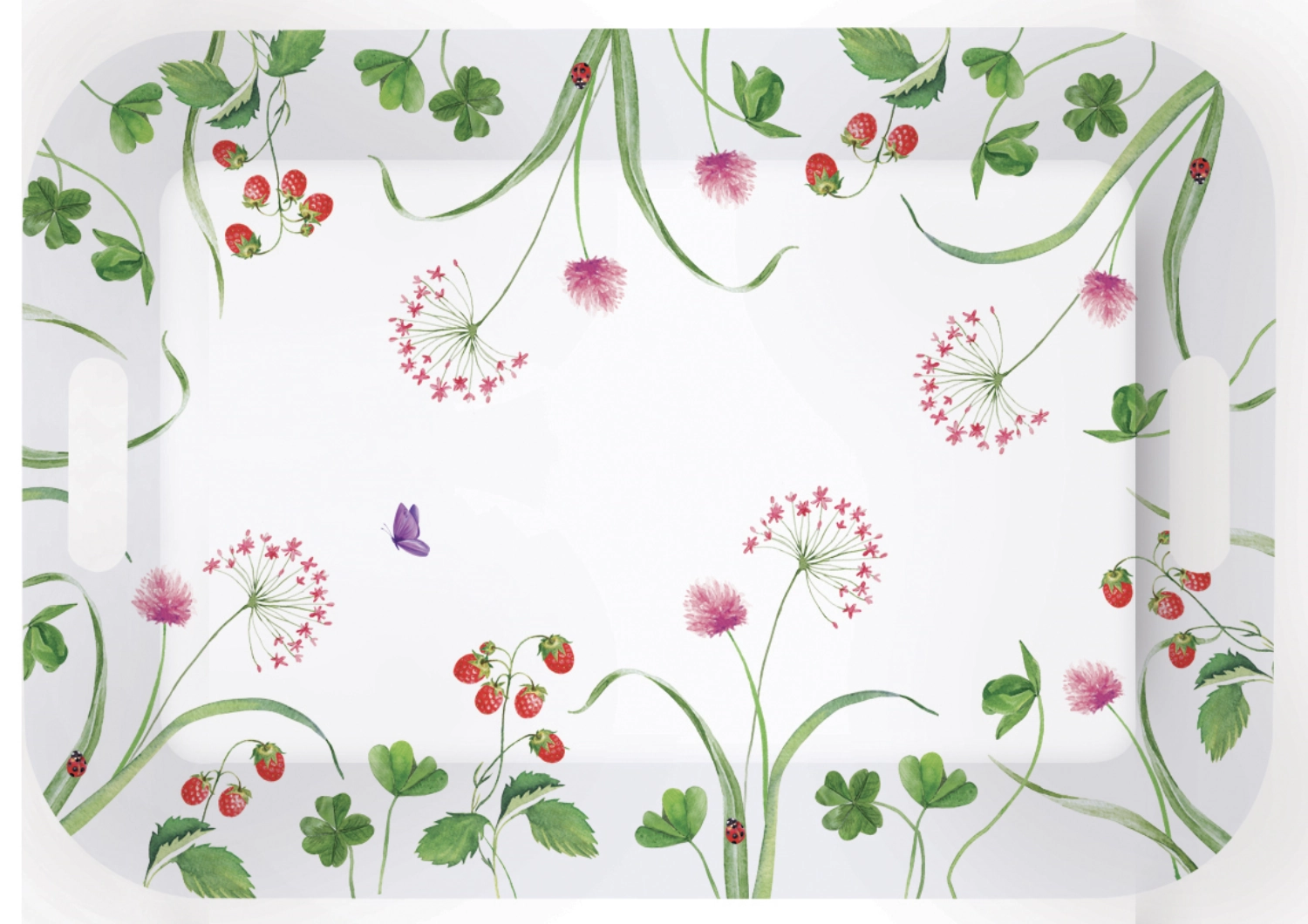 En plain air Tablett mit Griffen