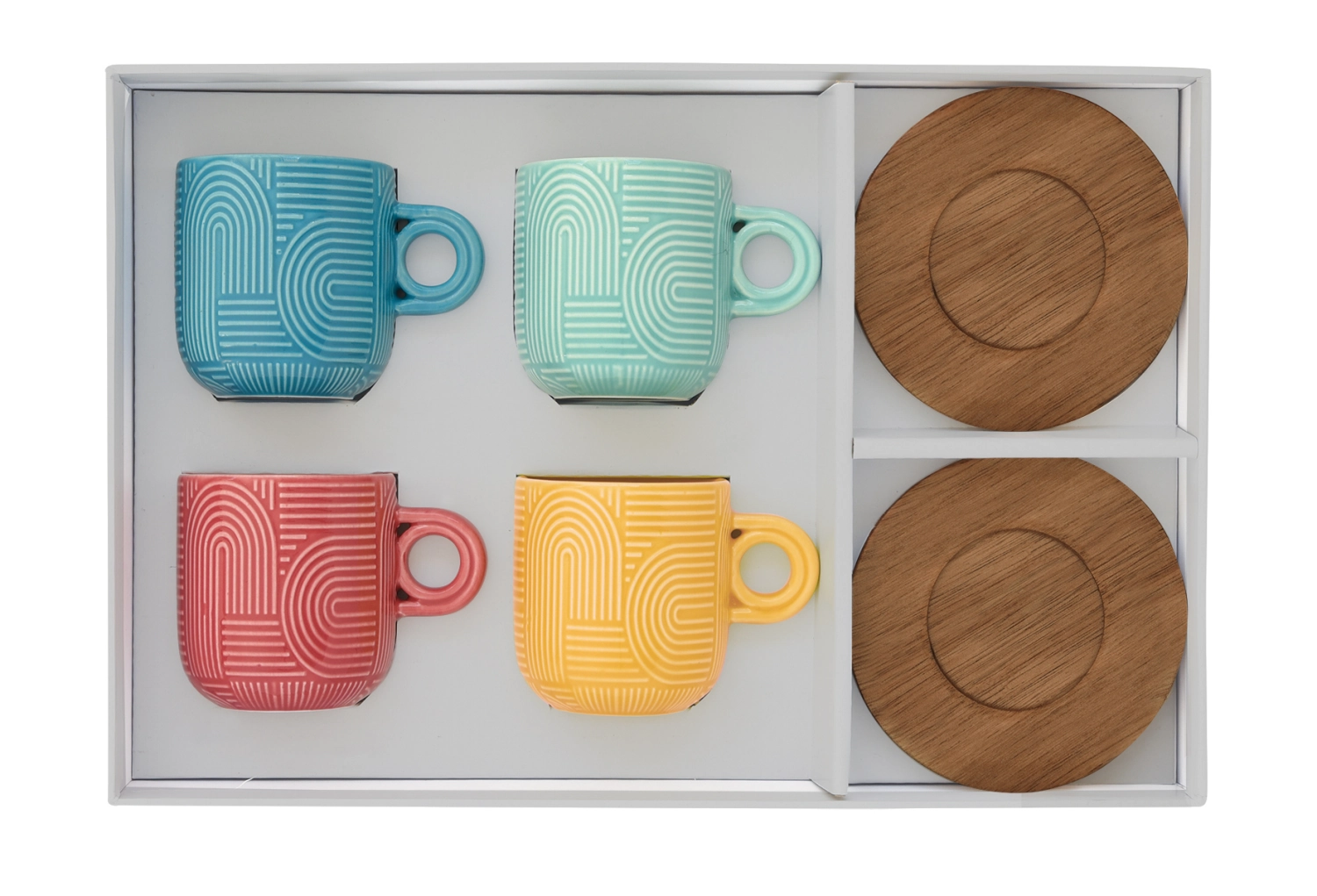 Set de 2 Take a Loop tasses à espresso sous-verres acacia