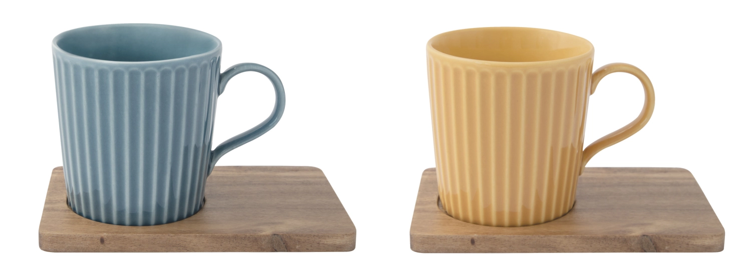 Set de 2 Take a Break tasses à café sous-verres acacia