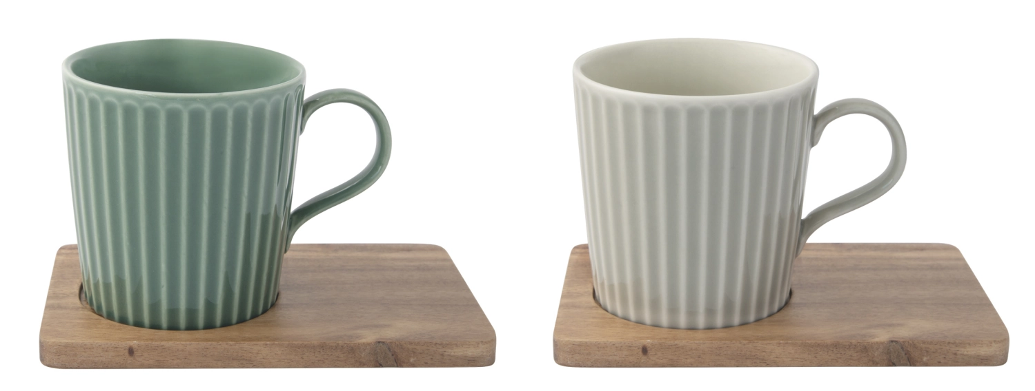 Set de 2 Take a Break tasses à café sous-verres acacia