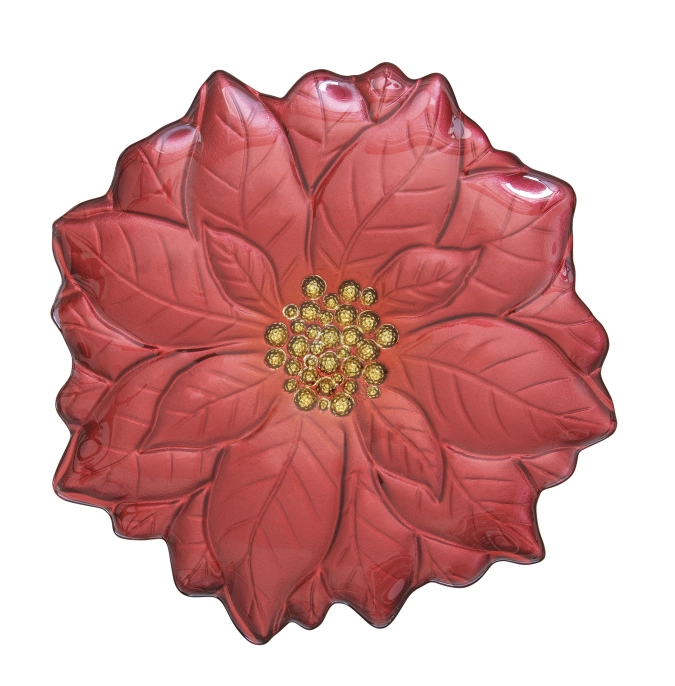 Assiette en verre coffret cadeau rose de Noël