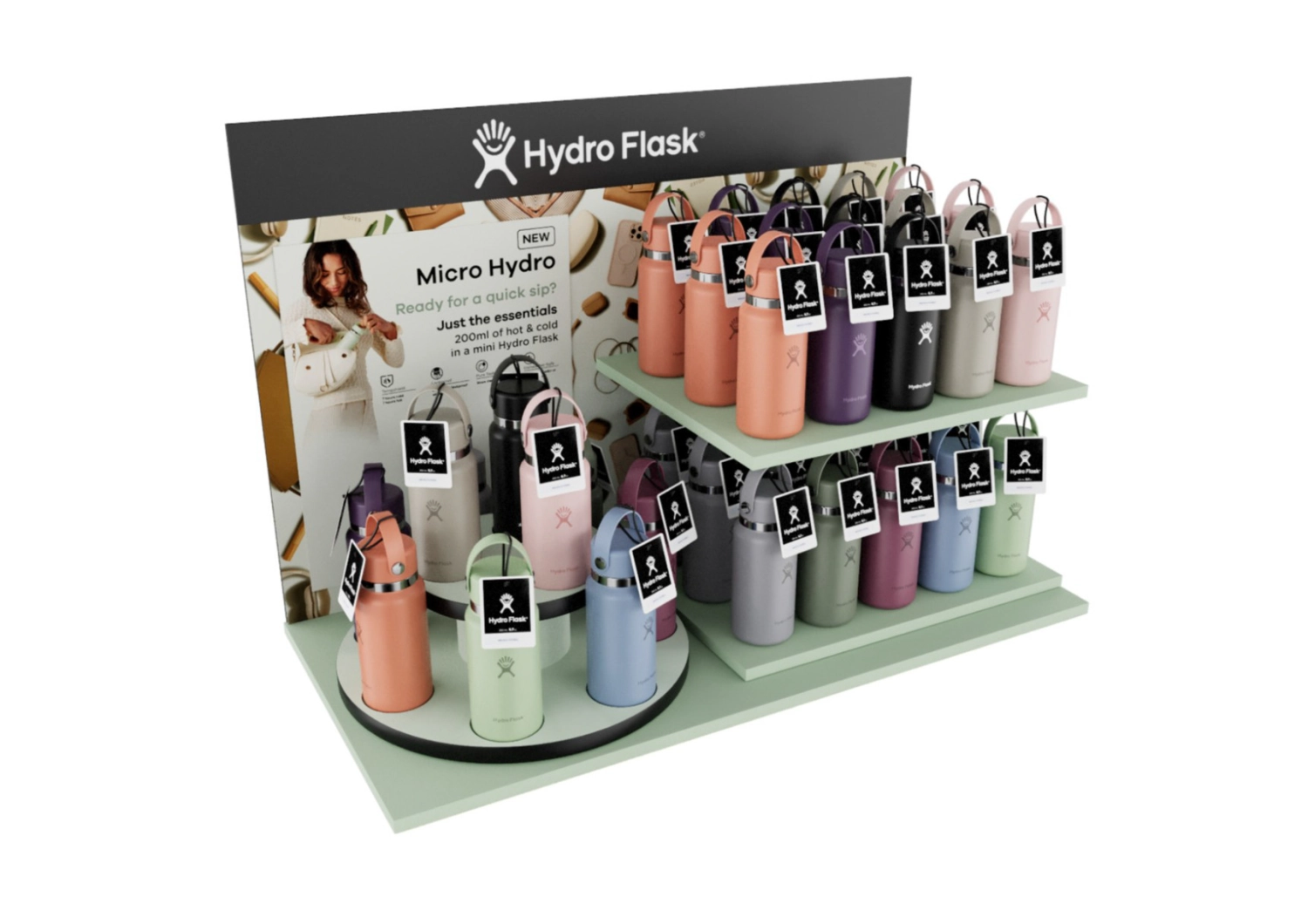 Display Hydro Flask Micro CDU Counterdisplay w. stock space