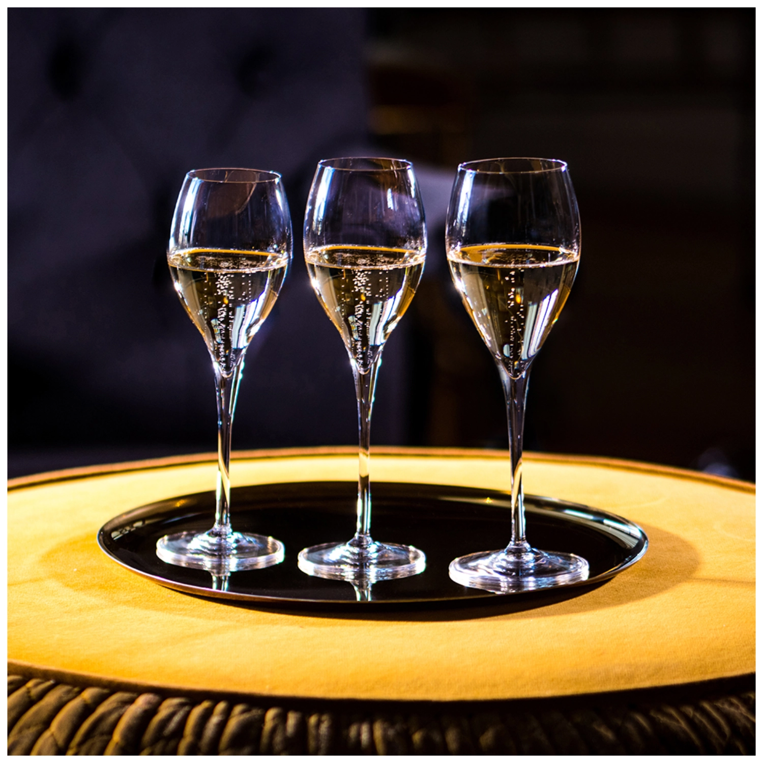 Opale verre à champagne avec point laser