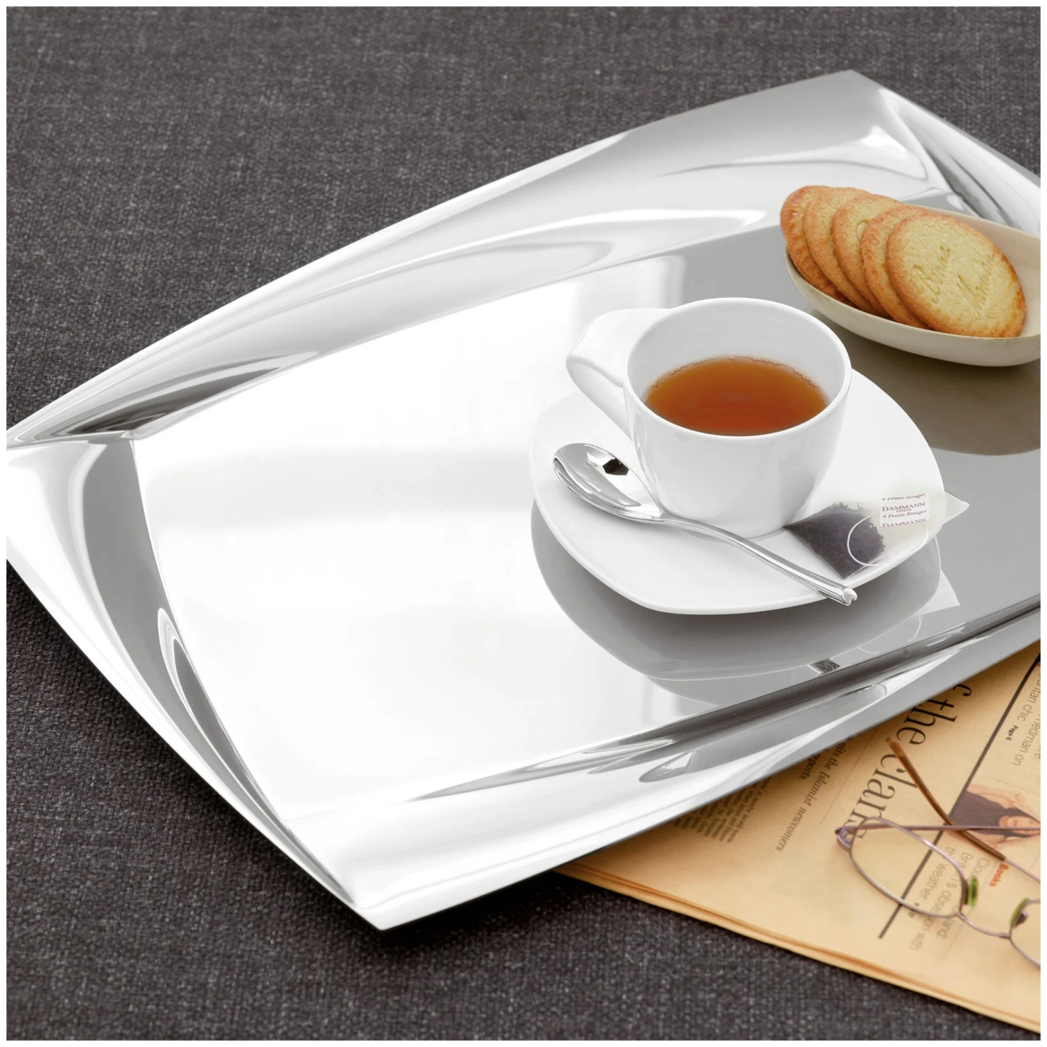 Plateau Lucy rectangulaire argenté