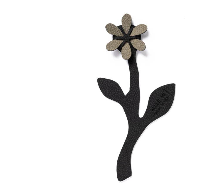 Lesezeichen Blume schwarz grau