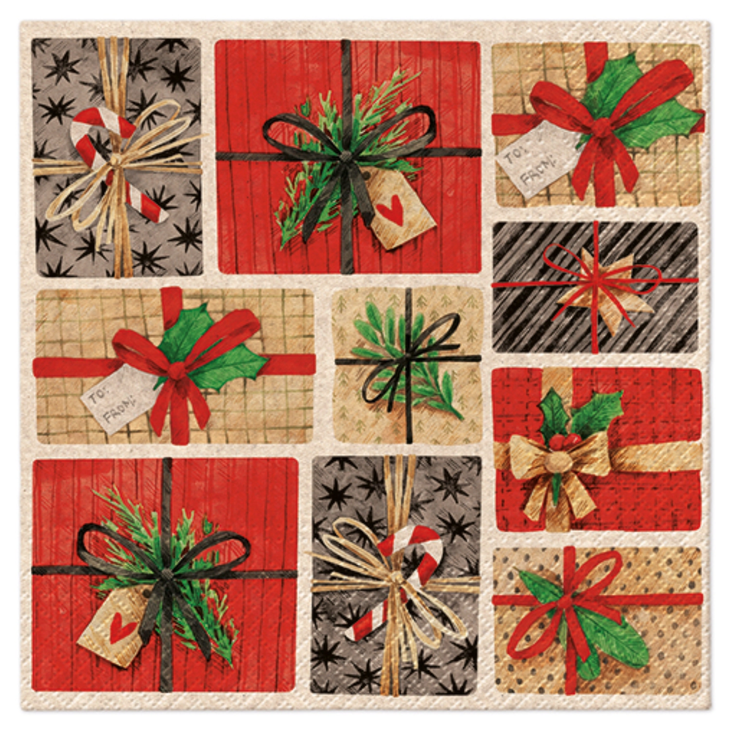 Servietten Lunch 20x We care Composition With Gifts, 33x33cm