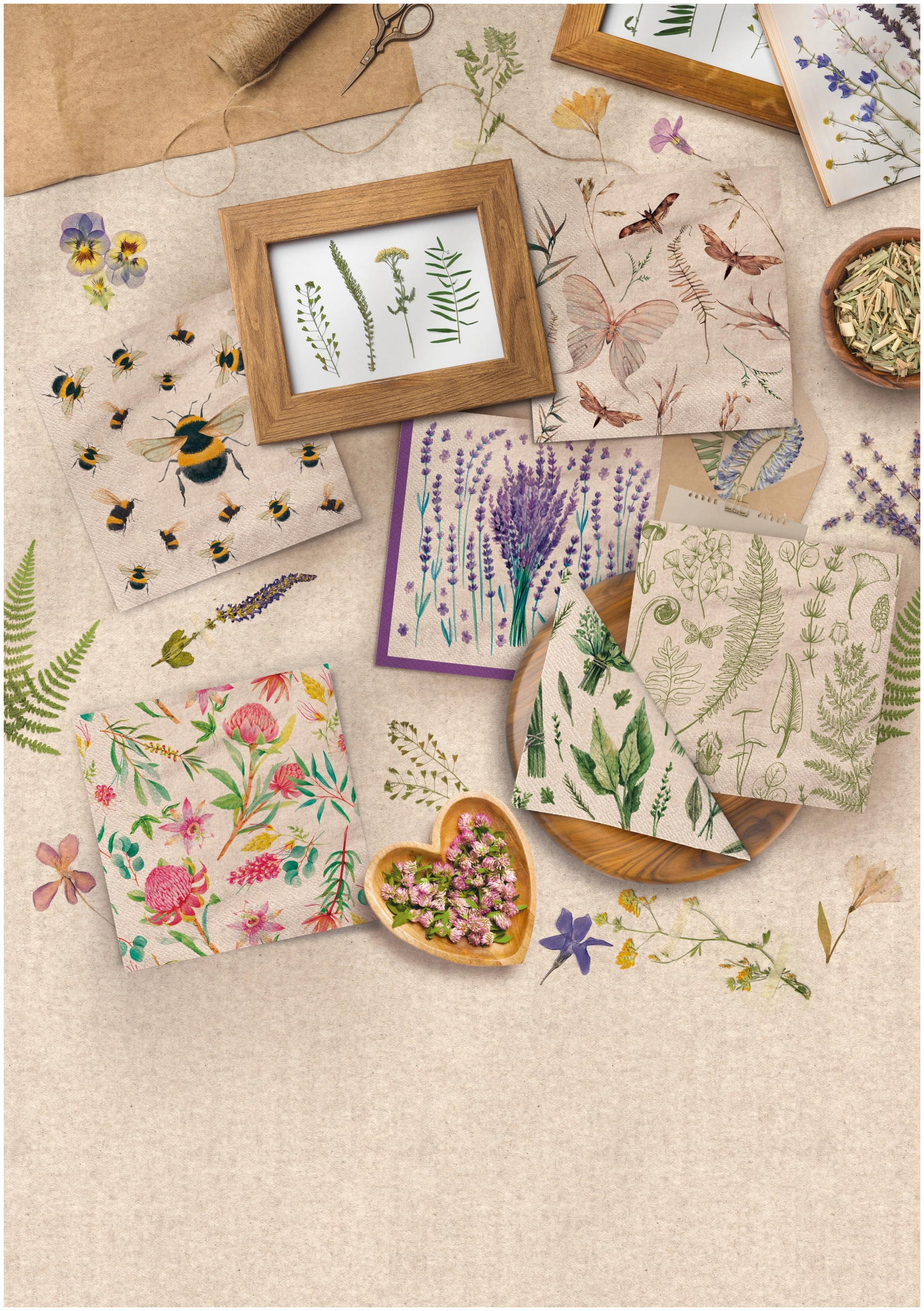Servietten Lunch 20x We care Lavender Charm, 33x33cm