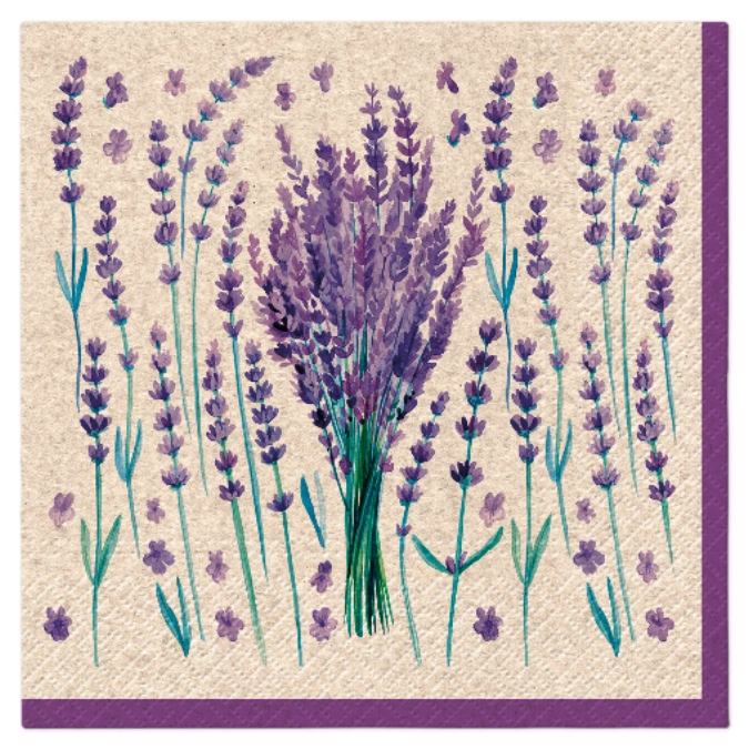 Servietten Lunch 20x We care Lavender Charm, 33x33cm
