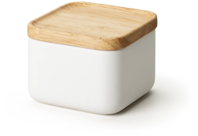 Keramik Vorratsdose weiss mit Holzdeckel
