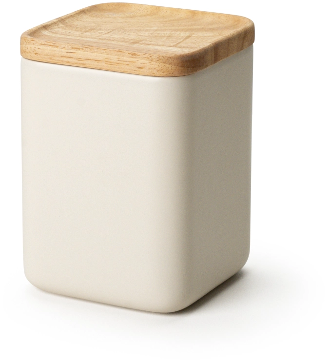 Keramik Vorratsdose sand mit Holzdeckel