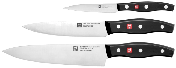 3tlg. Signature Messerset Schäl-/Tranchier-/Kochmesser