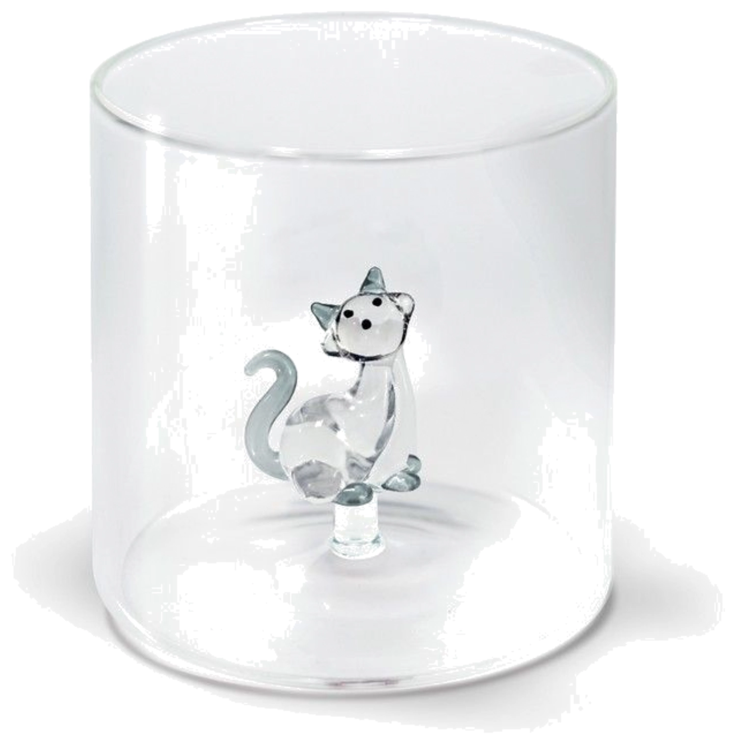 Borosilikat Trinkglas Katze mit Wollknäuel
