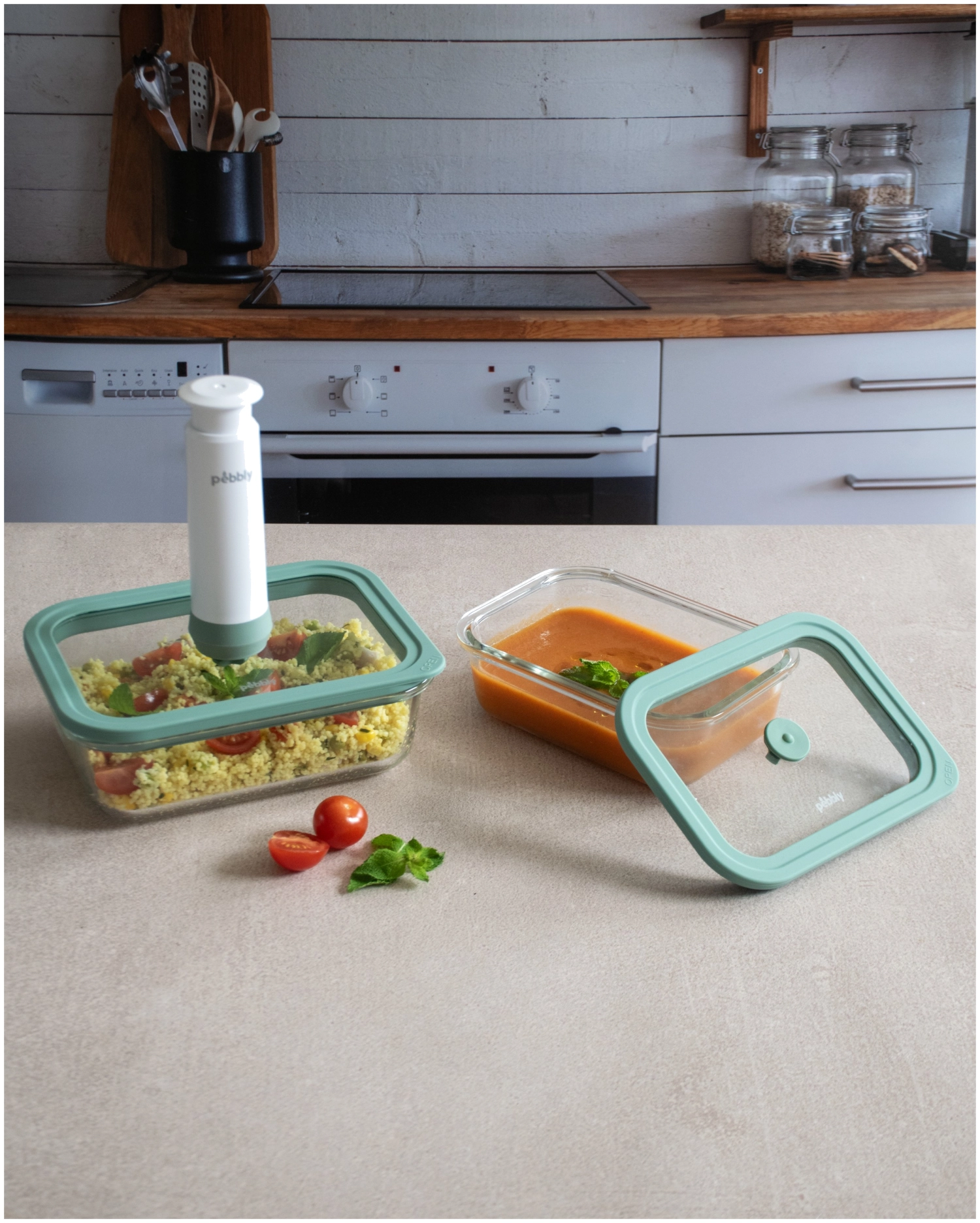 3er Set Vakuum 630ml 1000ml m Handpumpe