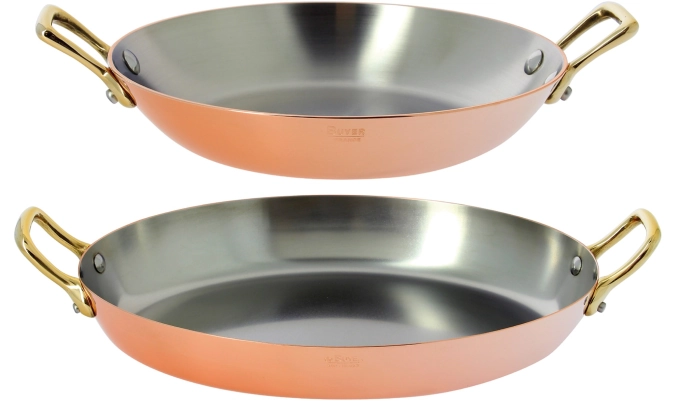 Inocuivre poêle à frire cuivre avec 2 poignées en laiton