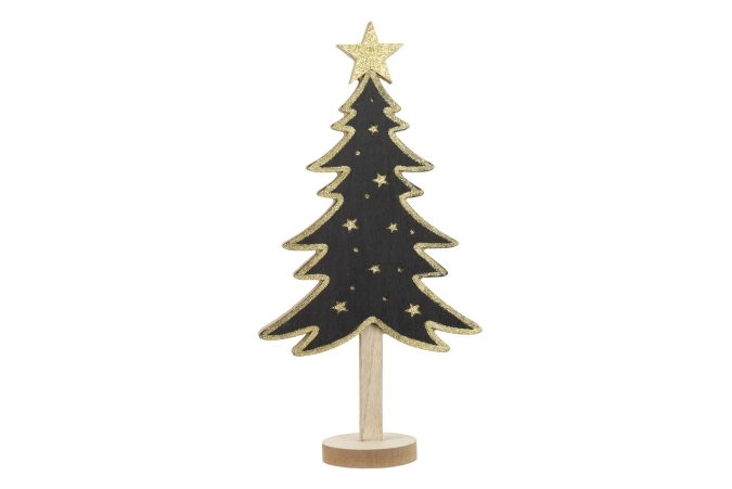 Weihnachtsbaum Golden Stars schwarz, Holz